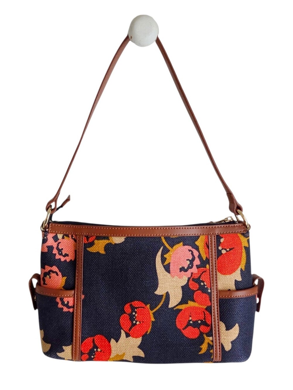 Spartina 449 Mary Lavinia purse linen leather shoulder bag floral navy orange